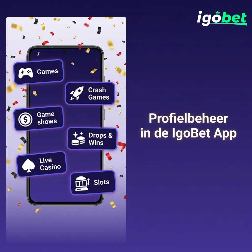 Profielbeheer IgoBet app met saldo, transactiegeschiedenis en verantwoord gokken opties in accountinstellingen