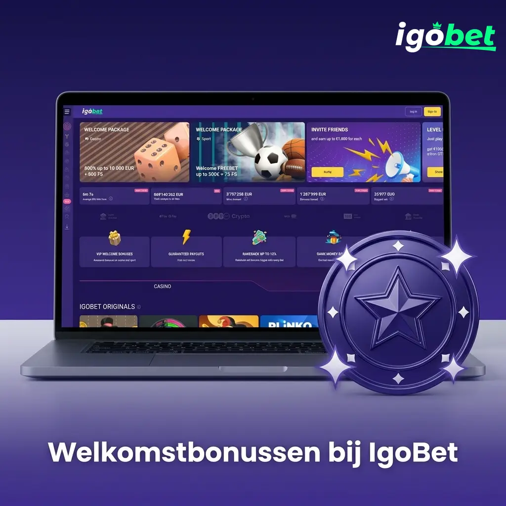 IgoBet welkomstbonus: sport gratis weddenschappen tot €300 en casino tot €10.000 plus 800 gratis spins