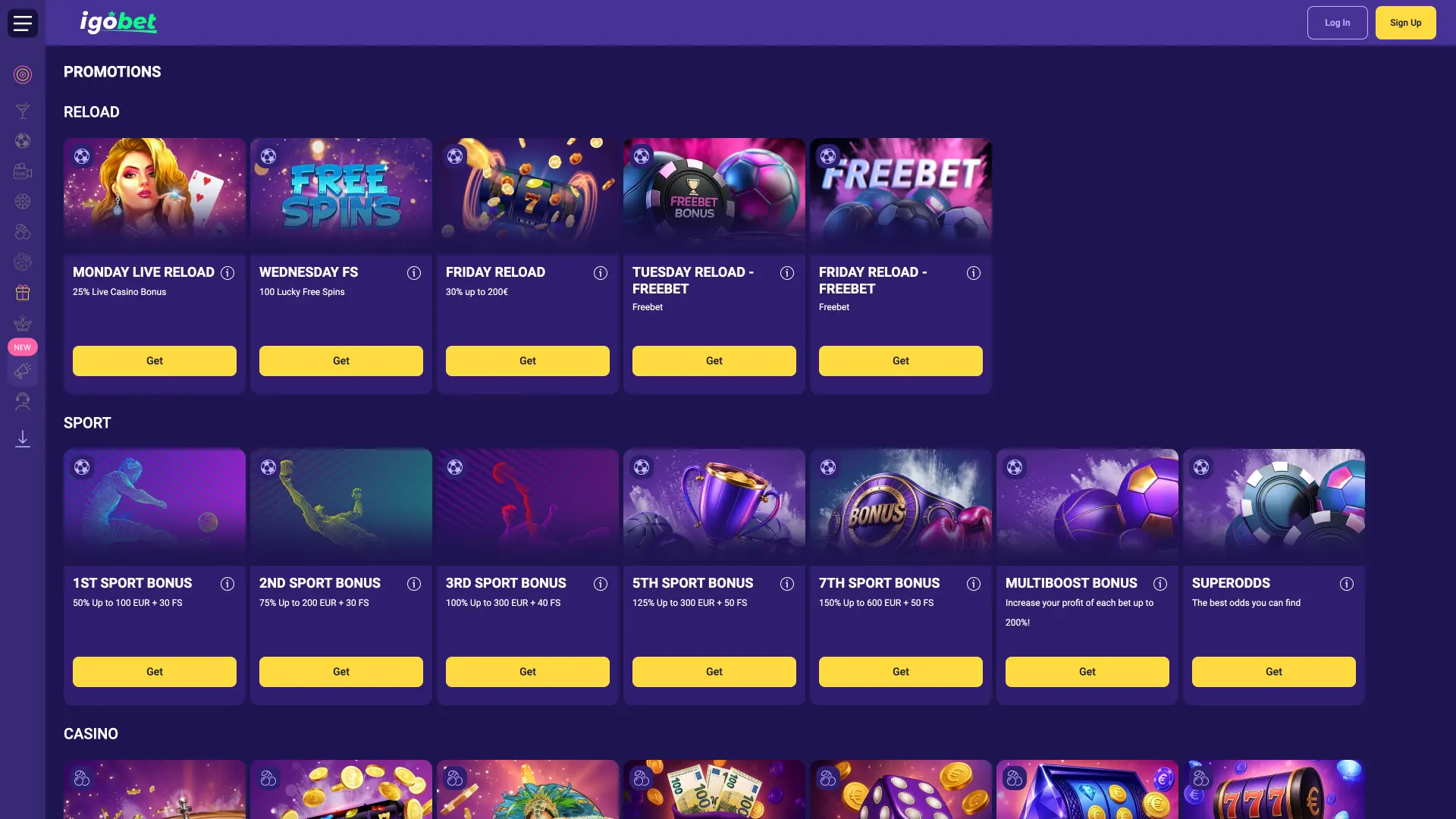 IgoBet bonusoverzicht toont promoties en actieve deals.
